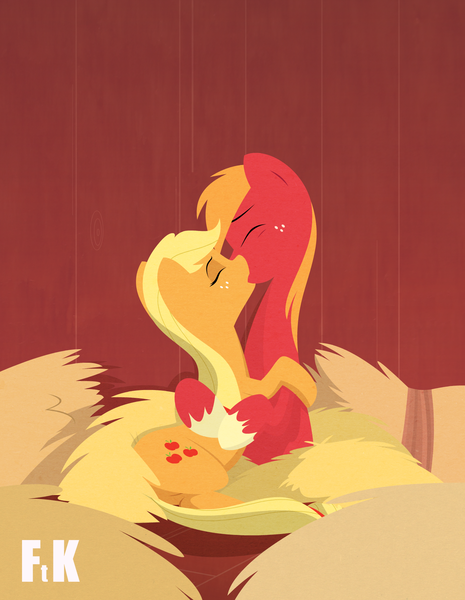 Size: 1481x1909 | Tagged: safe, artist:fluttershythekind, derpibooru import, applejack, big macintosh, earth pony, pony, applecest, applemac, barn, incest, kissing, male, shipping, stallion, straight