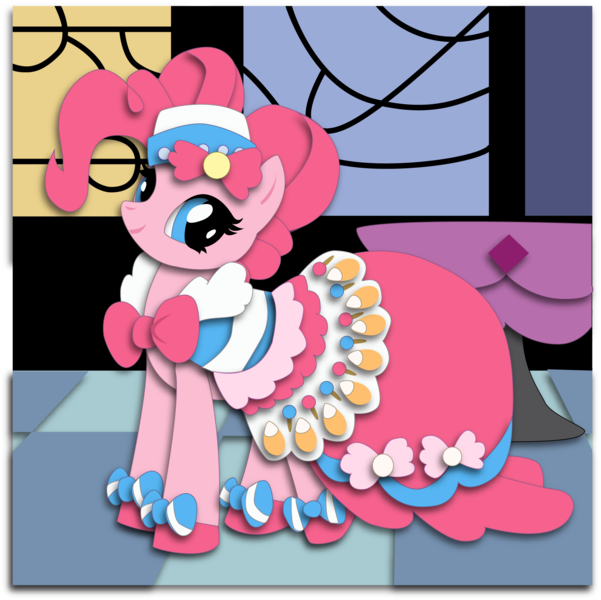 Size: 1867x1865 | Tagged: artist:the-paper-pony, clothes, derpibooru import, dress, gala dress, pinkie pie, safe, solo