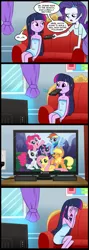 Size: 713x2000 | Tagged: safe, artist:madmax, derpibooru import, edit, applejack, fluttershy, pinkie pie, rainbow dash, rarity, twilight sparkle, pony, equestria girls, comic, existential crisis, exploitable meme, human ponidox, hypocritical humor, irony, mane six, mane six opening poses, meme, my little pony, sad, self ponidox, square crossover, tv meme, what's wrong with this place