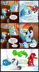 Size: 1249x2300 | Tagged: safe, artist:madmax, derpibooru import, firefly, princess celestia, rainbow blaze, rainbow dash, oc, oc:fausticorn, ponified, pegasus, pony, bondage, bound wings, clone, clones, clothes, comic, courtroom, crying, eye scar, eyepatch, facehoof, fake scar, female, fireblaze, firefly as rainbow dash's mom, g1, g1 to g4, g4, generation leap, inside out, lauren faust, mare, nose to nose, nose wrinkle, parent, pirate, pixar, prism, prison outfit, prison stripes, pun, scar, science, shirt, striped shirt, toothpick