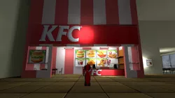 Size: 1280x720 | Tagged: safe, artist:mindkiller, derpibooru import, oc, oc:frostcake, unofficial characters only, unicorn, 3d, fast food, gmod, kfc