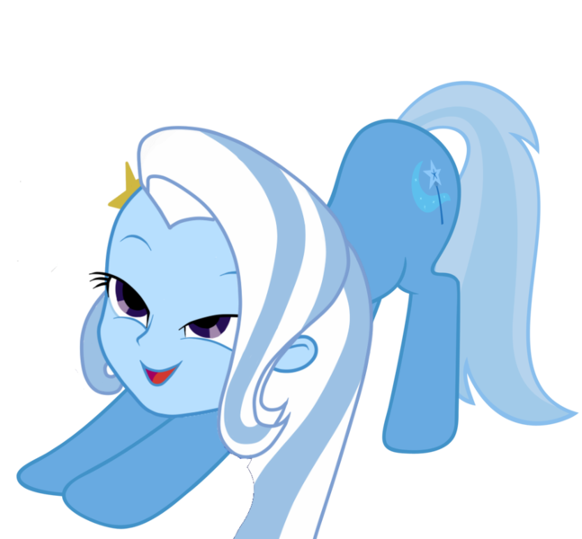 Size: 900x835 | Tagged: safe, derpibooru import, trixie, human head pony, equestria girls, bedroom eyes, exploitable meme, iwtcird, open mouth, solo