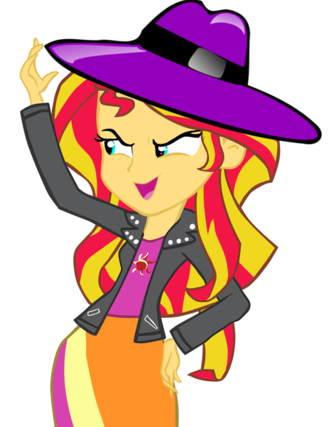 Size: 740x959 | Tagged: safe, artist:levitatekleen, derpibooru import, edit, sunset shimmer, equestria girls, gary motherfucking oak, hat, humanized, simple background, solo, sunset motherfucking shimmer, transparent background, vector