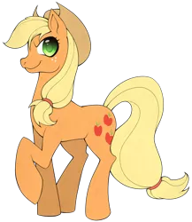 Size: 780x900 | Tagged: safe, artist:stalkerpony, derpibooru import, applejack, raised hoof, simple background, solo