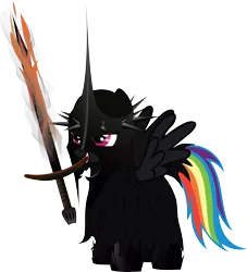 Size: 4719x5199 | Tagged: absurd resolution, artist:rainbowcrab, derpibooru import, lord of the rings, nazgul, parody, rainbow dash, safe, simple background, solo, sword, transparent background, vector, weapon, witch-king of angmar