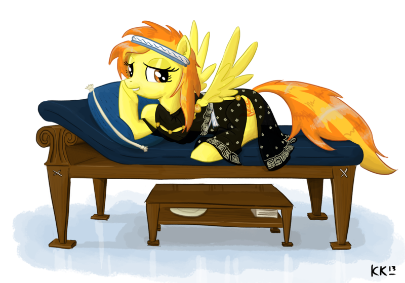 Size: 1280x895 | Tagged: artist:king-kakapo, clothes, derpibooru import, draw me like one of your french girls, dress, greek, safe, solo, spitfire