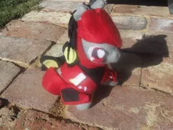 Size: 400x300 | Tagged: artist:crystaltheechidna, derpibooru import, irl, knock out, photo, plushie, ponified, safe, transformers, transformers prime