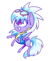 Size: 755x917 | Tagged: safe, artist:lemon-heartss, derpibooru import, cloudchaser, pegasus, pony, clothes, colored hooves, female, flying, goggles, mare, open mouth, signature, simple background, small wings, smiling, solo, spread wings, transparent background, uniform, wings, wonderbolt trainee uniform
