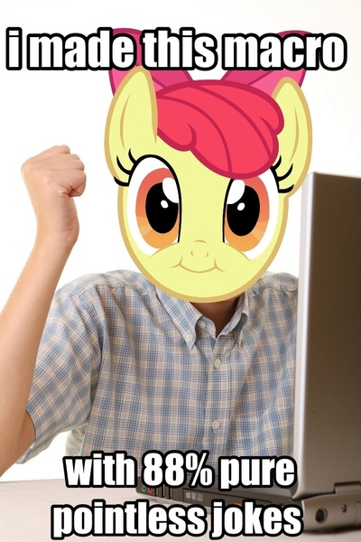 Size: 728x1092 | Tagged: apple bloom, exploitable meme, first day brony, image macro, meme, safe