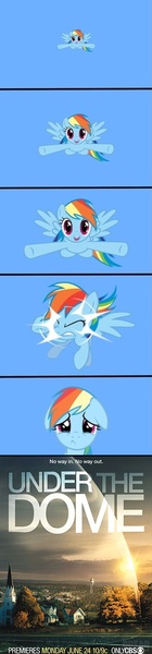 Size: 343x1472 | Tagged: safe, derpibooru import, rainbow dash, pegasus, pony, dome, floppy ears, sky, under the dome