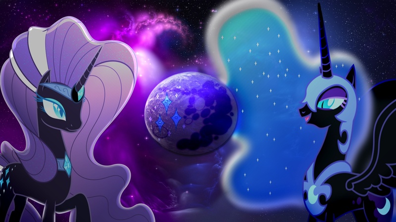 Size: 1920x1080 | Tagged: artist:mr-kennedy92, cutie mark, derpibooru import, duality, mare in the moon, moon, nightmare moon, nightmare rarity, safe, self ponidox, vector, wallpaper