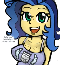Size: 500x542 | Tagged: suggestive, artist:hazama, artist:livesmutanon, derpibooru import, oc, oc:milky way, unofficial characters only, comic:based anon, equestria girls, boob freckles, breasts, cleavage, colored, female, freckles, humanized, nudity, solo