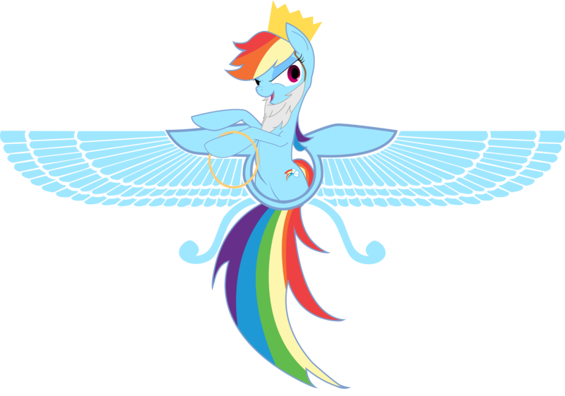 Size: 5287x3708 | Tagged: absurd resolution, artist:aaronmk, beard, emblem, fake beard, faravahar, guardian angel, persia, rainbow dash, religion, ring, safe, simple background, solo, transparent background, vector, zoroastrianism