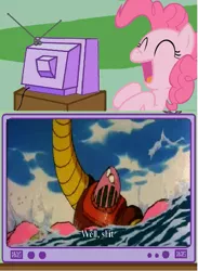 Size: 565x771 | Tagged: boss borot, crabstick, derpibooru import, exploitable meme, getter robo, great mazinger, great mazinger vs. getter robo, mazinger, meme, obligatory pony, pinkie pie, safe, tv meme