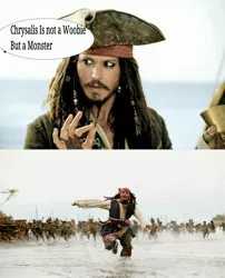 Size: 2404x2976 | Tagged: derpibooru import, exploitable meme, forced meme, jack sparrow, meme, pirates of the caribbean, queen chrysalis, safe, unpopular opinion sparrow