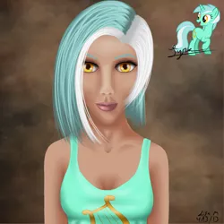 Size: 3000x3000 | Tagged: artist:shadowpaint-lisam, derpibooru import, humanized, lyra heartstrings, safe, solo, uncanny valley