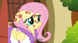 Size: 640x355 | Tagged: derpibooru import, fluttershy, hurricane fluttershy, implied kissing, pony pox, safe, screencap, solo, youtube caption