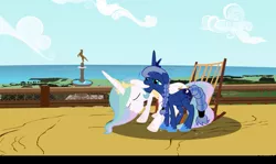 Size: 1159x689 | Tagged: artist:bednarowski, derpibooru import, old, older, princess celestia, princess luna, safe, summer