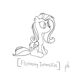 Size: 1000x1000 | Tagged: artist:ponebrones-ponehouse, derpibooru import, descriptive noise, fluttershy, fly, insect on nose, meme, monochrome, safe, solo, x intensifies