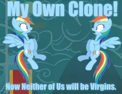 Size: 1067x820 | Tagged: blue text, caption, derpibooru import, double rainbow, edit, edited screencap, fluttershy, image macro, now neither of us will be virgins, rainbow dash, screencap, selfcest, suggestive