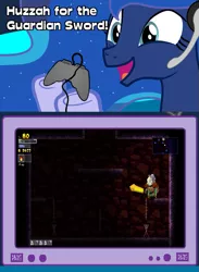 Size: 563x769 | Tagged: safe, derpibooru import, princess luna, gamer luna, exploitable meme, gamer meme, meme, obligatory pony, pc game, rogue legacy, tv meme, video game