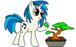 Size: 640x400 | Tagged: artist:youwillneverkno, bonsai, derpibooru import, eating, heterochromia, safe, solo, vinyl scratch