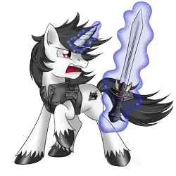 Size: 800x800 | Tagged: safe, artist:swanlullaby, derpibooru import, oc, unofficial characters only, freckles, solo, sword, unshorn fetlocks