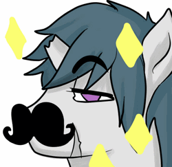 Size: 490x476 | Tagged: safe, artist:sketchnathan, derpibooru import, oc, unofficial characters only, unicorn, animated, broken horn, eyebrow wiggle, eyebrows, male, moustache, solo