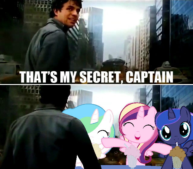 Size: 639x559 | Tagged: artist:beavernator, bruce banner, derpibooru import, image macro, meme, milkshake, princess cadance, princess celestia, princess luna, safe, text, the avengers, the incredible hulk