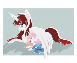 Size: 1100x900 | Tagged: artist:silbersternenlicht, cewestia, derpibooru import, filly, hug, lauren faust, oc, oc:fausticorn, princess celestia, princess luna, safe, wing blanket, winghug, woona, young