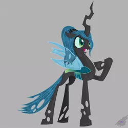 Size: 894x894 | Tagged: artist:clausmonster, changeling, changeling queen, dead source, derpibooru import, female, ponytail, queen chrysalis, safe, solo