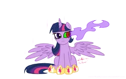 Size: 2713x1696 | Tagged: safe, artist:redapropos, derpibooru import, twilight sparkle, twilight sparkle (alicorn), alicorn, pony, corrupted, corrupted twilight sparkle, dark magic, female, horseshoes, immortality blues, mare, series finale, simple background, solo, sombra eyes, transparent background, tyrant sparkle