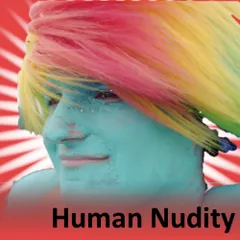 Size: 250x250 | Tagged: bodypaint, cosplay, derpibooru import, human, human exhibitionism, human nudity, irl, irl human, photo, photographer needed, rainbow dash, safe, solo, solstice cyclists, source needed, spoilered image joke