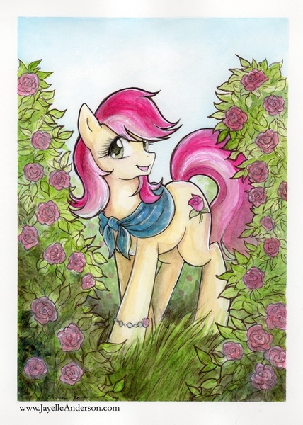 Size: 602x843 | Tagged: artist:jayelle-anderson, derpibooru import, flower, rose, roseluck, safe, solo