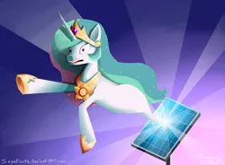 Size: 1024x752 | Tagged: artist:tierraverde, derpibooru import, princess celestia, safe, solar panel, solo