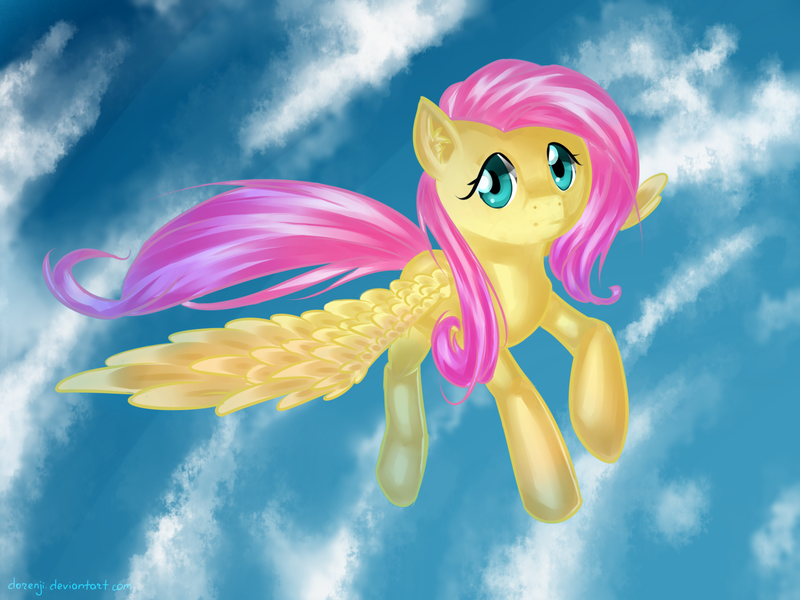 Size: 1600x1200 | Tagged: safe, artist:dorenji, derpibooru import, fluttershy, flying, solo