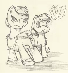 Size: 1260x1360 | Tagged: safe, artist:thepiplup, derpibooru import, derpy hooves, doctor whooves, time turner, pegasus, pony, christopher eccleston, doctor who, exclamation point, female, interrobang, mare, ninth doctor, question mark, sketch