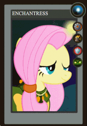 Size: 295x426 | Tagged: animated, artist:yudhaikeledai, derpibooru import, dota 2, enchantress, fluttershy, part of a series, part of a set, ponified dota 2 cards, safe, solo