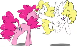 Size: 4758x2910 | Tagged: artist:kryptchild, female, g1, g1 to g4, gencest, generation leap, kissing, lesbian, pinkie pie, pinkieprise, safe, shipping, surprise