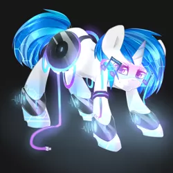 Size: 1000x1000 | Tagged: safe, artist:camellia, derpibooru import, vinyl scratch, pony, unicorn, female, glow, hmd, looking at you, mare, solo