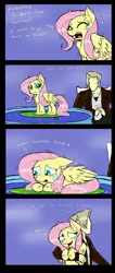 Size: 850x2000 | Tagged: dead source, source needed, safe, artist:ichibangravity, derpibooru import, fluttershy, oc, oc:anon, oc:generic messy hair anime anon, human, pegasus, pony, adorable distress, carrying, chest fluff, clothes, comic, crying, cute, dialogue, duo, eyes closed, female, holding a pony, human male, kiddie pool, male, mare, open mouth, scared, shivering, shyabetes, surfboard, surfing, swimming pool, weapons-grade cute