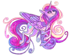 Size: 910x717 | Tagged: safe, artist:griffsnuff, derpibooru import, princess cadance, alicorn, pony, cutie mark, female, horn, looking up, simple background, smiling, solo, white background, wings