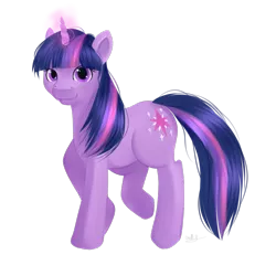 Size: 910x874 | Tagged: safe, artist:kiichiii, derpibooru import, twilight sparkle, pony, unicorn, glowing horn, horn, looking at you, simple background, smiling, solo, transparent background