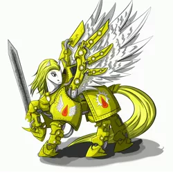 Size: 3500x3500 | Tagged: angel, armor, artist:dru-4an, blood angels, derpibooru import, ponified, primarch, safe, sanguinius, solo, sword, terminator armor, warhammer 30k, warhammer 40k, warhammer (game), warrior, weapon