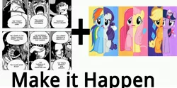 Size: 5000x2485 | Tagged: applejack, bartholomew kuma, boa hancock, buggy the clown, derpibooru import, donquixote doflamingo, dracule mihawk, exploitable meme, fluttershy, make it happen, meme, one piece, pinkie pie, rainbow dash, rarity, safe, shichibukai, trafalgar d. water law, twilight sparkle, what my cutie mark is telling me