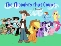 Size: 1032x774 | Tagged: applejack, artist:ikemtz16, cover art, cowboy, derpibooru import, fanfic, fimfiction, fluttershy, human, pinkie pie, rainbow dash, rarity, safe, the thoughts that count, twilight sparkle