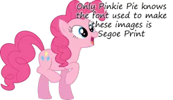 Size: 1500x865 | Tagged: derpibooru import, font, insane pony thread homage, pinkie pie, safe, segoe print, solo, style emulation, typeface