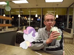 Size: 1024x768 | Tagged: brony, derpibooru import, glasses, human, irl, irl human, milkshake, photo, ponies in real life, safe, sweetie belle