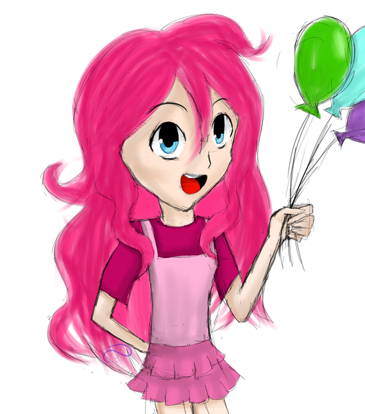 Size: 1500x1700 | Tagged: safe, artist:poisonicpen, derpibooru import, pinkie pie, balloon, humanized, simple background, solo, white background