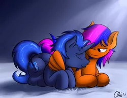 Size: 3300x2550 | Tagged: safe, artist:nekocrispy, derpibooru import, oc, oc:axlebolt, oc:scribbsie, unofficial characters only, pegasus, pony, unicorn, cuddling, gay, hug, male, nuzzling, snuggling, winghug